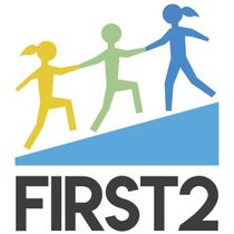 The First2 Network logo, featuring young people helping one another up a hill.